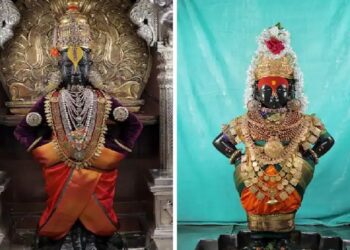 नवरात्र उत्सवानिमित्त रुक्मिणीमातेचे हिरे मानकांनी सजलेले रूप पाहण्यासाठी पंढरपूर भाविकांनी गजबजले PHOTO