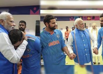 PM NARENDRA MODI : ‘संपूर्ण देश तुमच्या पाठीशी उभा !’, फायनल हरल्यानंतर Team India च्या ड्रेसिंग रूममध्ये पोहोचले PM MODI, शामीच्या पाठीवर शाब्बासकीची थाप