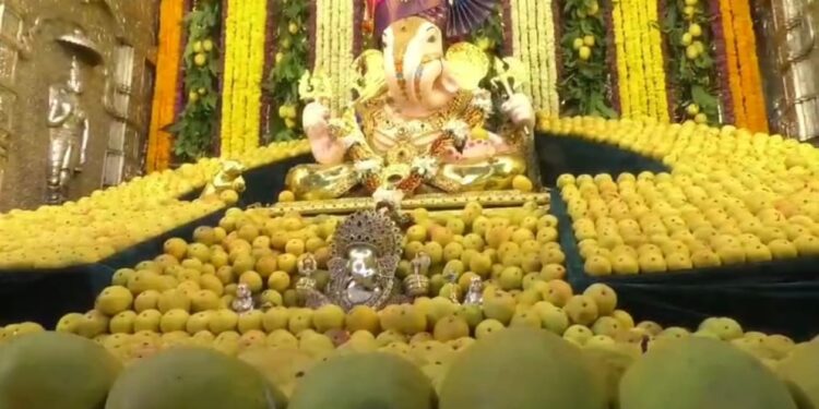 PUNE : अक्षयतृतीया निमित्त दरवर्षीप्रमाणे श्रीमंत दगडूशेठ हलवाई गणपतीला 11000 आंब्यांचा महानैवेद्य, पहा व्हिडिओ